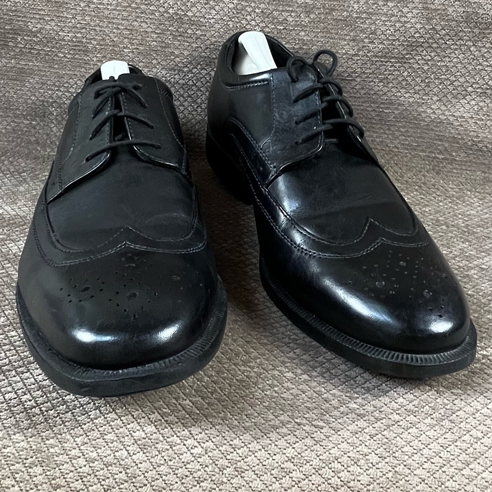 NUNN BUSH Men’s Black Wingtip Lace Up Leather Dress Shoes sz 9.5M LIKE NEW - Picture 5 of 16